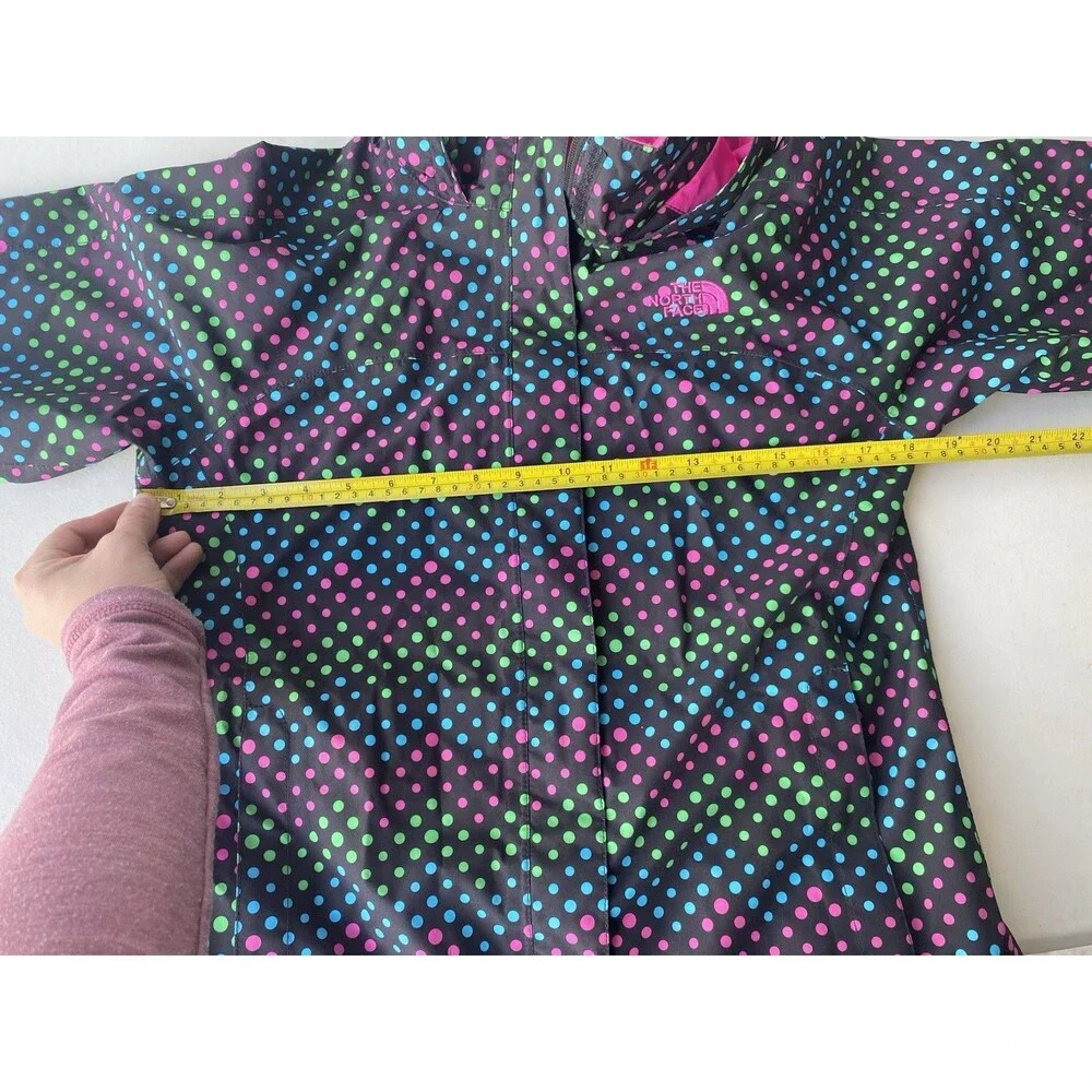 The North Face Kids Rain Jacket Polka Dot Black Pink Blue Green Size L 14/16